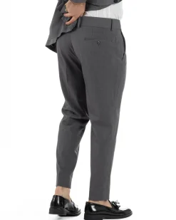 Abito uomo monopetto vestito completo smoking rever sciallato raso grigio scuro GIOSAL-AE1212A