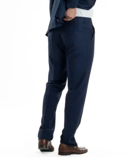 Abito Uomo Monopetto Vestito Completo Giacca Rever Sciallato In Raso Pantaloni Blu AE1152A