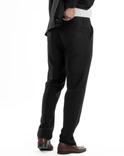 Abito Uomo Monopetto Vestito Completo Giacca Rever Sciallato In Raso Pantaloni Nero AE1154A
