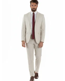 Abito uomo monopetto vestito viscosa completo giacca pantaloni panna GIOSAL-AE1206A