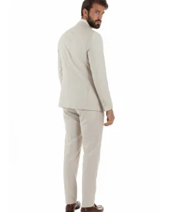 Abito uomo monopetto vestito viscosa completo giacca pantaloni panna GIOSAL-AE1206A