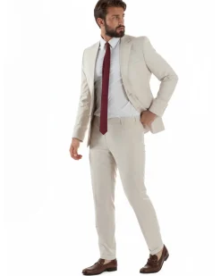 Abito uomo monopetto vestito viscosa completo giacca pantaloni panna GIOSAL-AE1206A