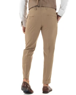 Abito uomo monopetto vestito 3 pezzi completo panciotto camel GIOSAL-AE1096A