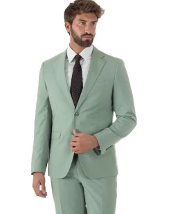 Abito uomo monopetto vestito viscosa completo giacca pantaloni verde salvia GIOSAL-AE1231A