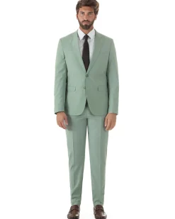 Abito uomo monopetto vestito viscosa completo giacca pantaloni verde salvia GIOSAL-AE1231A