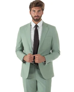 Abito uomo monopetto vestito viscosa completo giacca pantaloni verde salvia GIOSAL-AE1231A