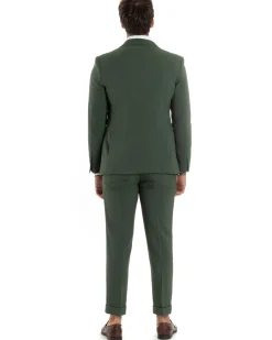 Abito uomo monopetto vestito 3 pezzi completo panciotto verde melangiato GIOSAL-AE1061A