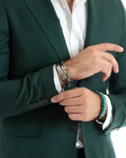Abito uomo monopetto vestito viscosa completo giacca pantaloni verde GIOSAL-OU2434A