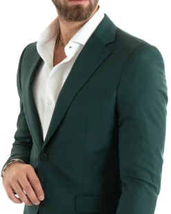 Abito uomo monopetto vestito viscosa completo giacca pantaloni verde GIOSAL-OU2434A