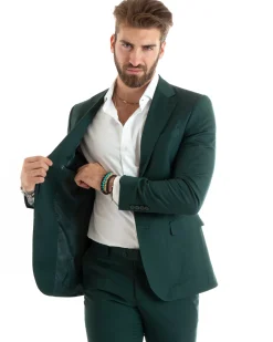 Abito uomo monopetto vestito viscosa completo giacca pantaloni verde GIOSAL-OU2434A