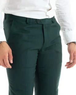 Abito uomo monopetto vestito viscosa completo giacca pantaloni verde GIOSAL-OU2434A