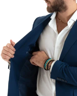 Abito uomo monopetto vestito viscosa completo giacca pantaloni blu chiaro GIOSAL-OU2433A