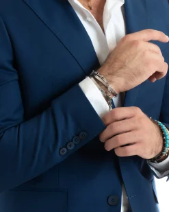 Abito uomo monopetto vestito viscosa completo giacca pantaloni blu chiaro GIOSAL-OU2433A