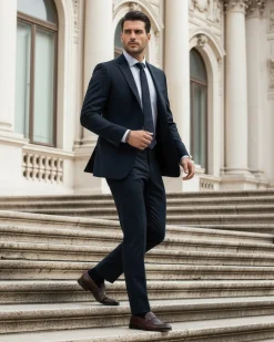 Abito uomo monopetto vestito viscosa completo giacca pantaloni blu GIOSAL-OU2430A