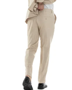 Abito Uomo Monopetto Vestito Viscosa Completo Giacca Pantaloni Beige Melangiato AE1127A
