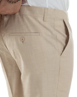 Abito Uomo Monopetto Vestito Viscosa Completo Giacca Pantaloni Beige Melangiato AE1127A