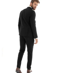 Abito uomo monopetto vestito viscosa completo giacca pantaloni nero GIOSAL-OU2431A
