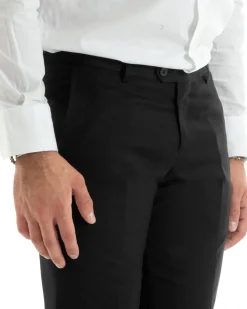 Abito uomo monopetto vestito viscosa completo giacca pantaloni nero GIOSAL-OU2431A