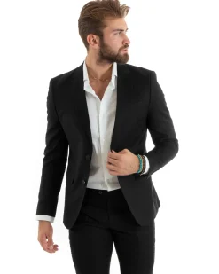 Abito uomo monopetto vestito viscosa completo giacca pantaloni nero GIOSAL-OU2431A