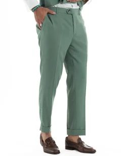 Abito Uomo Monopetto Vestito 3 Pezzi Completo Panciotto Verde Salvia AE1161A
