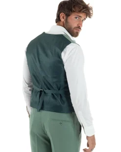 Abito Uomo Monopetto Vestito 3 Pezzi Completo Panciotto Verde Salvia AE1161A