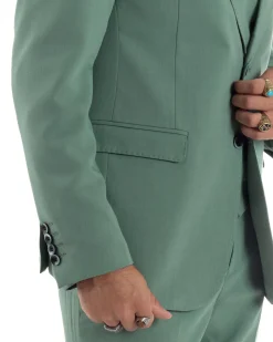 Abito Uomo Monopetto Vestito 3 Pezzi Completo Panciotto Verde Salvia AE1161A