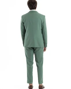 Abito Uomo Monopetto Vestito 3 Pezzi Completo Panciotto Verde Salvia AE1161A