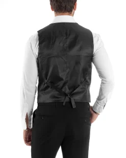 Abito Uomo Monopetto Vestito 3 Pezzi Completo Panciotto Nero AE1067A