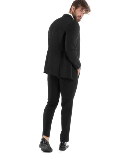 Abito Uomo Monopetto Vestito 3 Pezzi Completo Panciotto Nero AE1067A