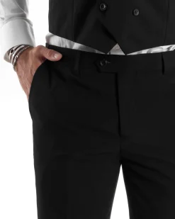 Abito Uomo Monopetto Vestito 3 Pezzi Completo Panciotto Nero AE1067A
