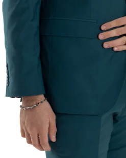 Abito uomo monopetto vestito viscosa completo giacca pantaloni petrolio GIOSAL-AE1129A