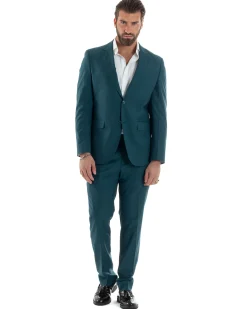 Abito uomo monopetto vestito viscosa completo giacca pantaloni petrolio GIOSAL-AE1129A