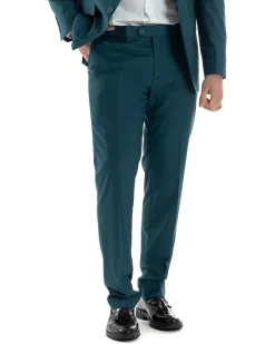 Abito uomo monopetto vestito viscosa completo giacca pantaloni petrolio GIOSAL-AE1129A