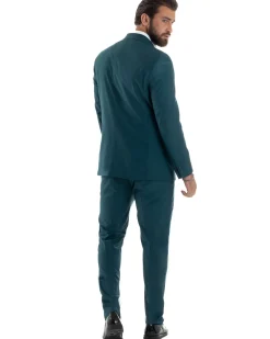 Abito uomo monopetto vestito viscosa completo giacca pantaloni petrolio GIOSAL-AE1129A