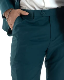 Abito uomo monopetto vestito viscosa completo giacca pantaloni petrolio GIOSAL-AE1129A