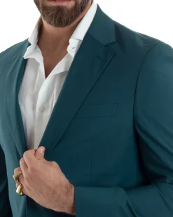 Abito uomo monopetto vestito viscosa completo giacca pantaloni petrolio GIOSAL-AE1129A