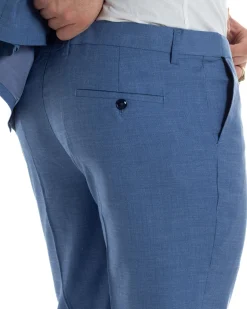 Abito Uomo Monopetto Vestito Viscosa Completo Giacca Pantaloni Blu Chiaro Melangiato AE1126A