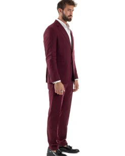 Abito uomo monopetto vestito viscosa completo giacca pantaloni bordeaux GIOSAL-AE1181A