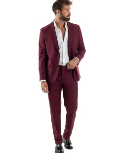 Abito uomo monopetto vestito viscosa completo giacca pantaloni bordeaux GIOSAL-AE1181A