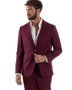 Abito uomo monopetto vestito viscosa completo giacca pantaloni bordeaux GIOSAL-AE1181A