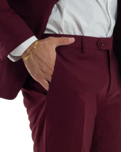 Abito uomo monopetto vestito viscosa completo giacca pantaloni bordeaux GIOSAL-AE1181A