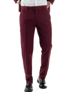 Abito uomo monopetto vestito viscosa completo giacca pantaloni bordeaux GIOSAL-AE1181A