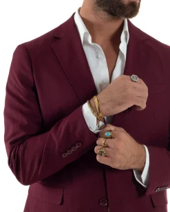 Abito uomo monopetto vestito viscosa completo giacca pantaloni bordeaux GIOSAL-AE1181A