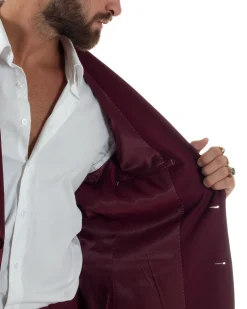 Abito uomo monopetto vestito viscosa completo giacca pantaloni bordeaux GIOSAL-AE1181A