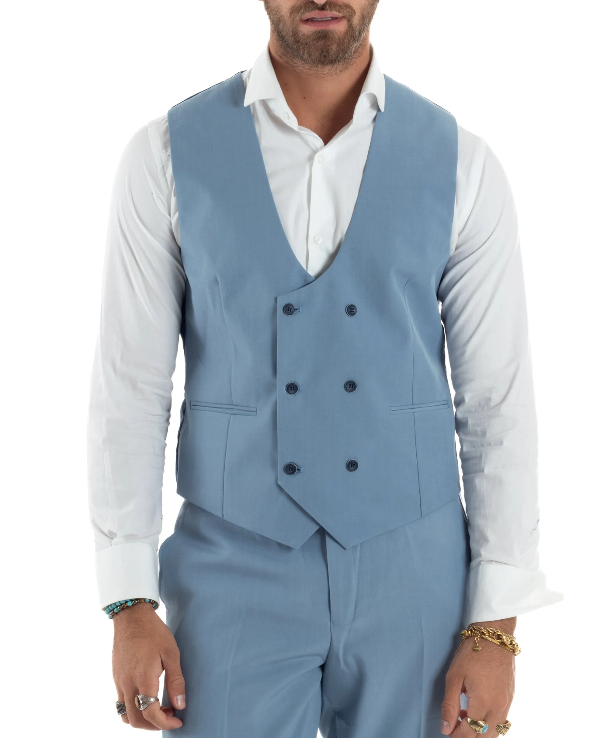 Abito Uomo Monopetto Vestito 3 Pezzi Completo Panciotto Polvere AE1160A