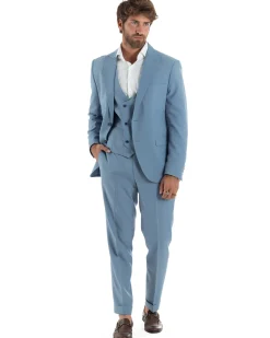 Abito Uomo Monopetto Vestito 3 Pezzi Completo Panciotto Polvere AE1160A