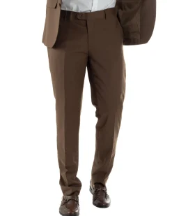 Abito uomo monopetto vestito viscosa completo giacca pantaloni marrone GIOSAL-AE1223A