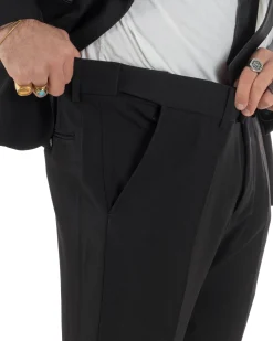 Abito uomo monopetto vestito completo smoking rever sciallato raso nero GIOSAL-AE1213A