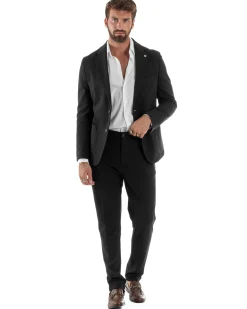 Abito Uomo Monopetto Viscosa Sartoriale Tinta Unita Nero Over-D OC1F2W5G01