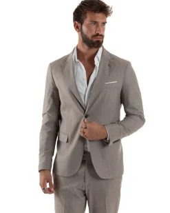 Abito Uomo Monopetto Viscosa Sartoriale Beige Melangiato Over-D OC1F2W5A06
